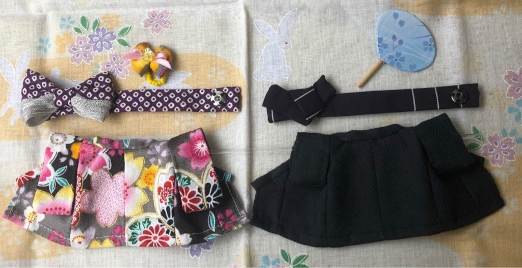 HANDMAD KIMONO FOR COUPLE BLACK & SAKURA PAIR Calico Critters Sylvanian Families