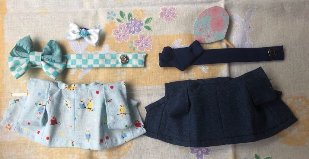 HANDMAD KIMONO FOR COUPLE NAVY & LIGHT BLUE Calico Critters Sylvanian Families