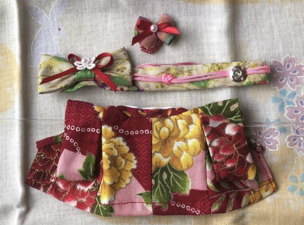 HANDMADE KIMONO MOTHER RED PEONY FLORAL Calico Critters Sylvanian Families