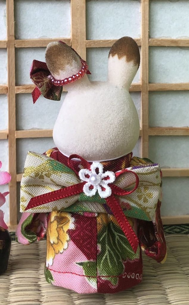 HANDMADE KIMONO MOTHER RED PEONY FLORAL Calico Critters Sylvanian Families