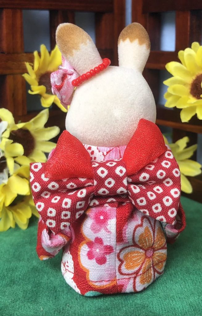 HANDMADE KIMONO MOTHER RED PLUM FLORAL Calico Critters Sylvanian Families