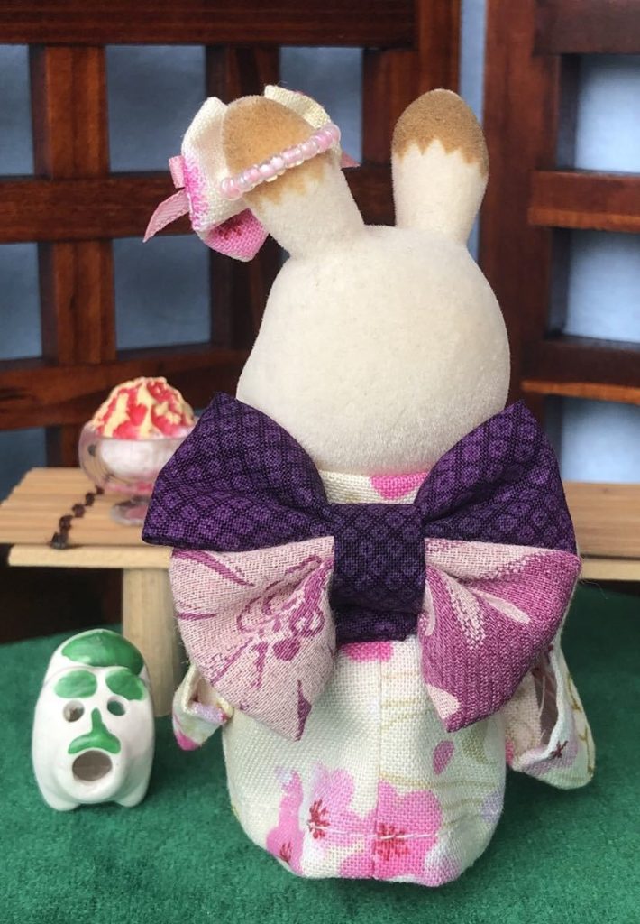 HANDMADE SUMMER KIMONO MOTHER WHITE FLORAL Calico Critters Sylvanian Families