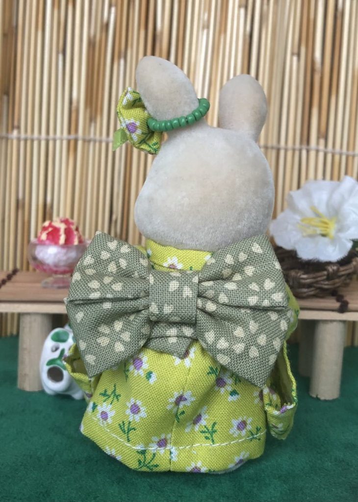 HANDMADE SUMMER KIMONO MOTHER YELLOW GREEN Calico Critters