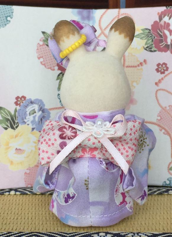 HANDMADE KIMONO FOR MOTHER PURPLE FLOWER Calico Critters Sylvanian Families