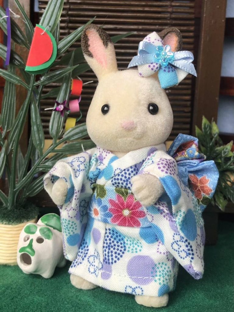 HANDMADE KIMONO FOR MOTHER BLUE FIREWORKS Calico Critters Sylvanian Families