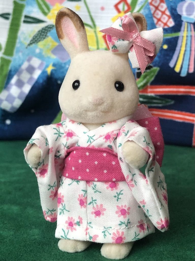 HANDMADE KIMONO FOR MOTHER PINK FLOWERS PRINT Calico Critters Sylvanian Families