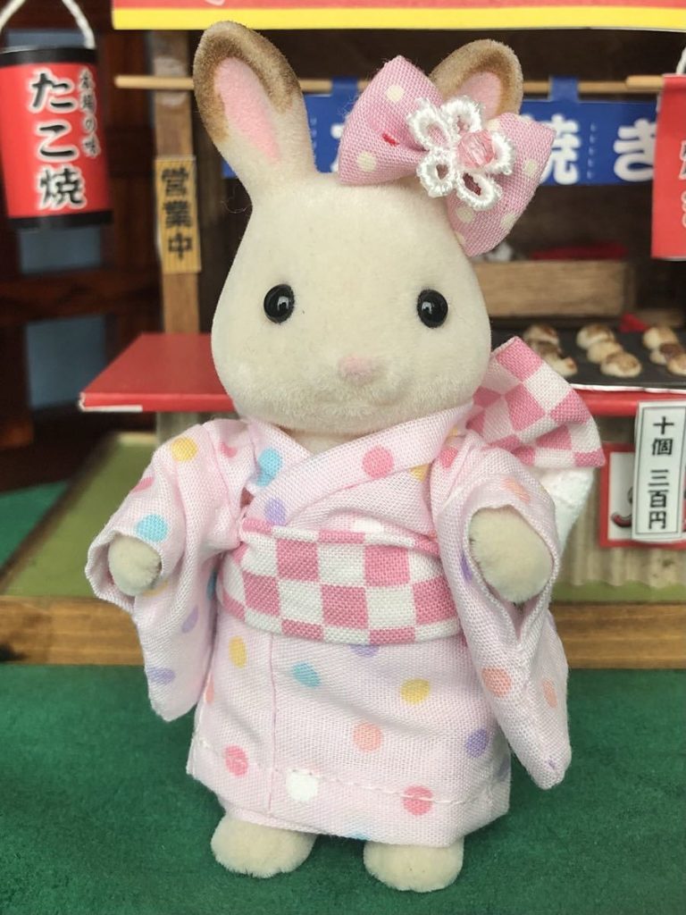 HANDMADE KIMONO MOTHER PINK POLKA DOTS Calico Critters Sylvanian Families