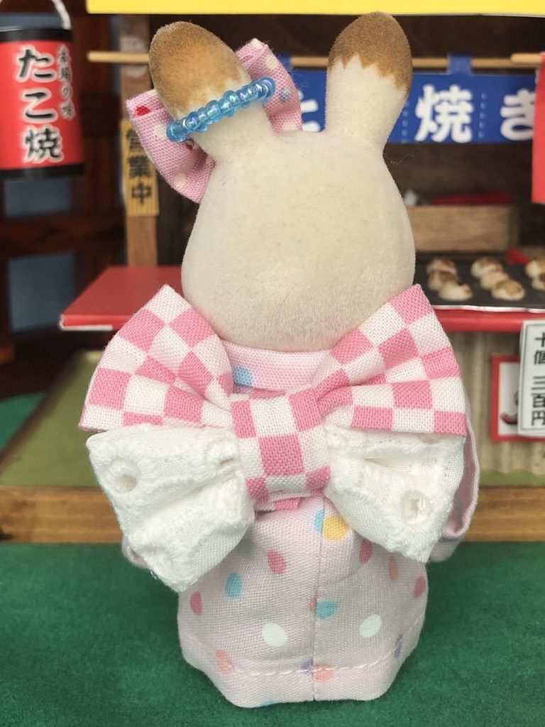 HANDMADE KIMONO MOTHER PINK POLKA DOTS Calico Critters Sylvanian Families