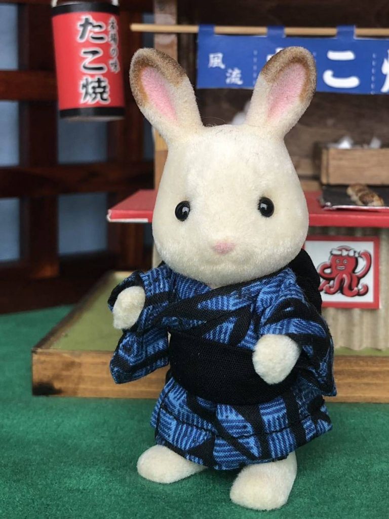 HANDMADE KIMONO BOY DARK BLUE & BLUE Calico Critters Sylvanian Families