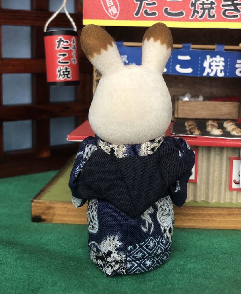 HANDMADE SUMMER KIMONO FOR FATHER DARK BLUE Calico Critters Sylvanian Families