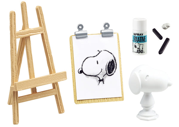 Re-ment PEANUT SNOOPY'S ART STUDIO 1. Drawing set for dollhouse Japan Re-ment