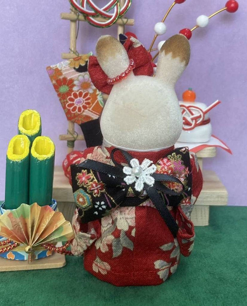 HANDMADE KIMONO FOR MOTHER RED/BLACK Japan handmade