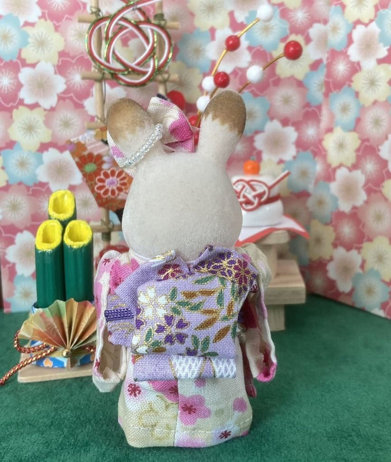 HANDMADE KIMONO FOR MOTHER SAKURA WHITE/PURPLE Japan handmade