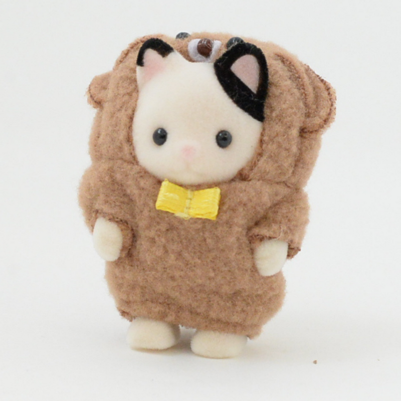 35th Anniversary CHARCOAL CAT BABY IN BROWN DOG COSTUME Sylvanian Families