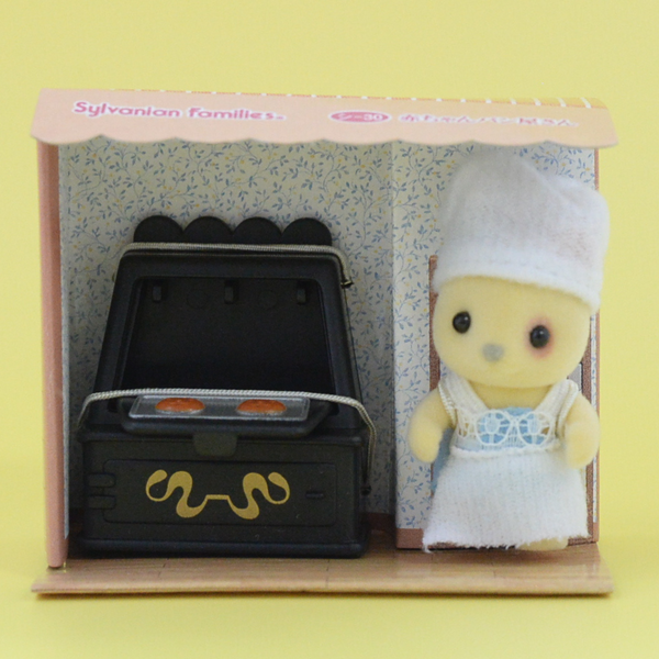 BABY CARRY CASE WHISKERED CAT BREAD STORE Epoch Calico 1998 Sylvanian Families