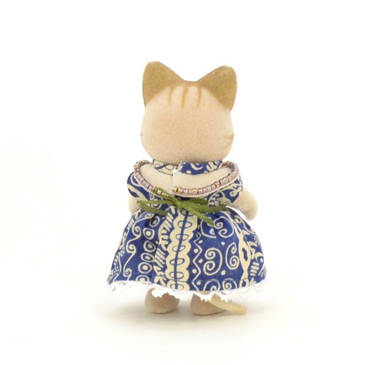 HANDMADE DRESS FOR MOTHER BROWN BLUE Japan handmade
