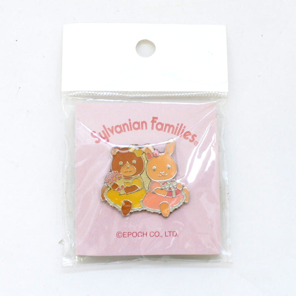 BADGE BEAR AND RABBIT PATTERN Epoch Japan Sylvanian Families