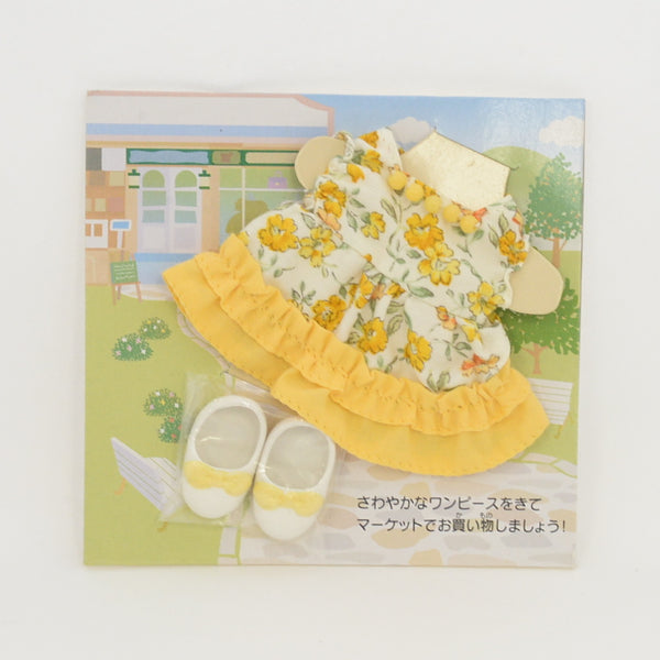 [Used] YELLOW FLOWER PRINT DRESS MOTHER D-07  Sylvanian Families