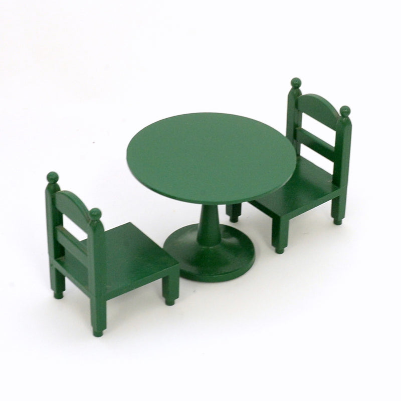 [Used] GREEN ROUND TABLE SET KA-02 Retired Epoch Japan Sylvanian Families