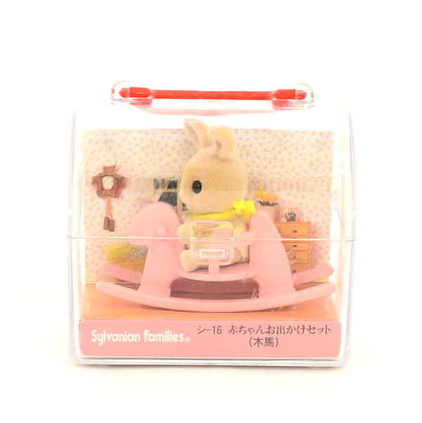 [Used] BABY CARRY CASE ROCKING HORSE RACOON SHI-16 1995 Retired Sylvanian Families