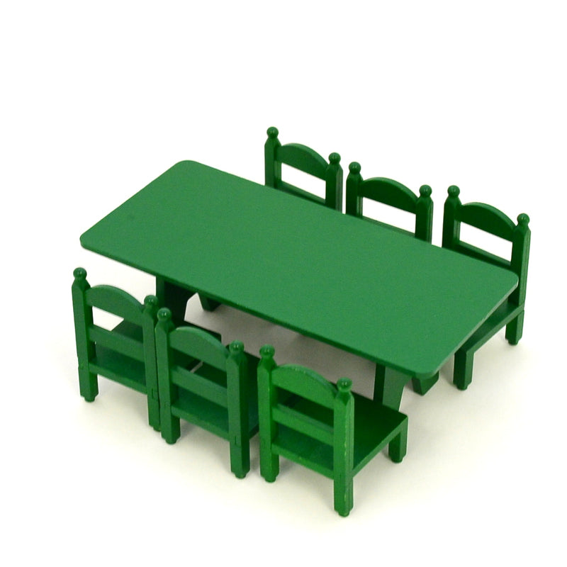 [Used] GREEN FAMILY TABLE & CHAIRS KA-27 Vintage Sylvanian Families