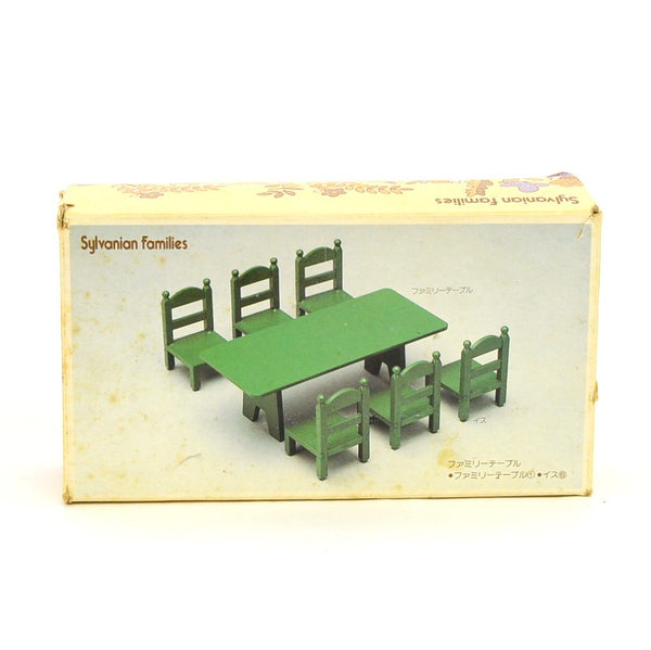 [Used] GREEN FAMILY TABLE & CHAIRS KA-27 Vintage Sylvanian Families