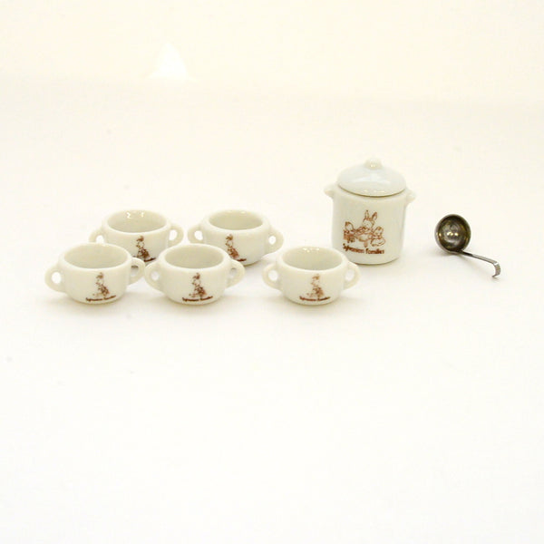 [Used] CERAMIC SOUP SET White Pottery KA-38 1986  Sylvanian Families