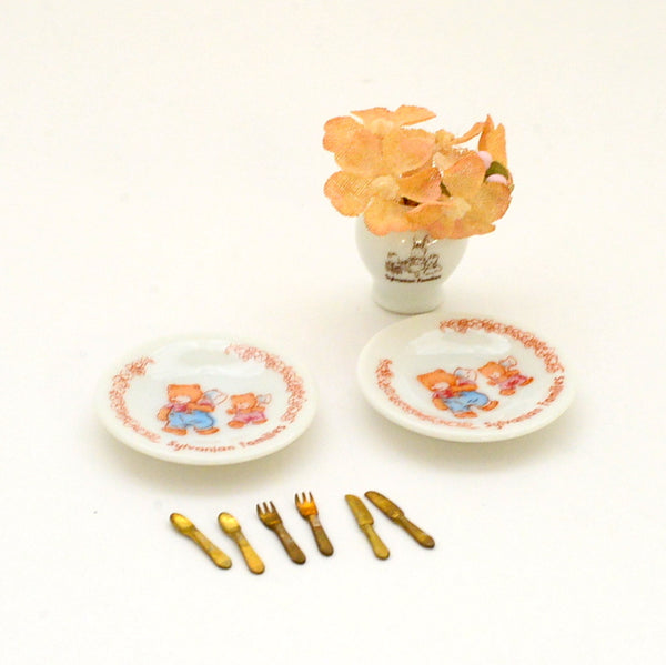 [Used] Retired CERAMIC DINNER SET KA-25 Japan Epoch Sylvanian Families