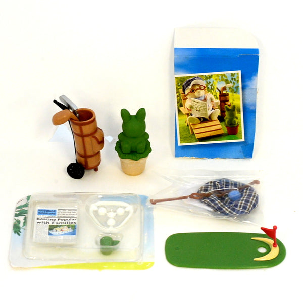 [Used] GRANDFATHER AT HOME SET Ochre Dog Golf 4879 Flair Calico Sylvanian Families