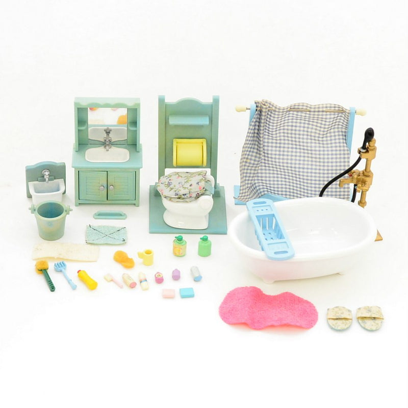 [Used] BLUE BATHROOM SET Epoch Japan Sylvanian Families