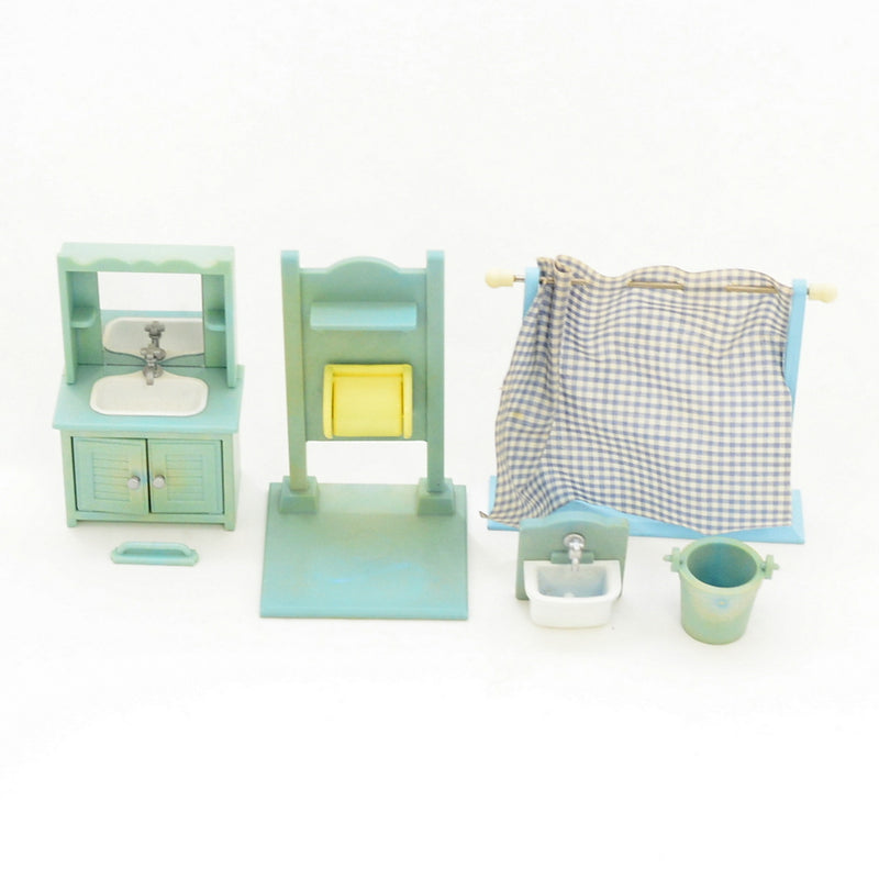 [Used] BLUE BATHROOM SET Epoch Japan Sylvanian Families