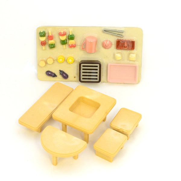 [Used] BARBECUE SET P-02 Calico Clitters 2003 Epoch Japan Sylvanian Families