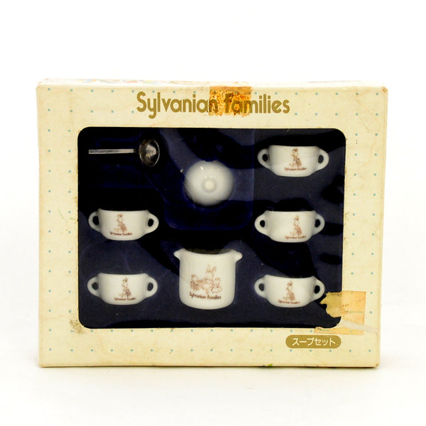 [Used] SOUP SET White Pottery KA-38 1986 Epoch Sylvanian Families