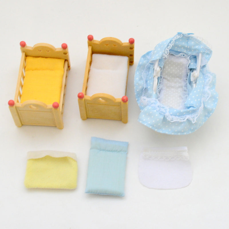 [Used] BABY CRADLE & BEDS SET Calico Clitters Epoch Japan Sylvanian Families