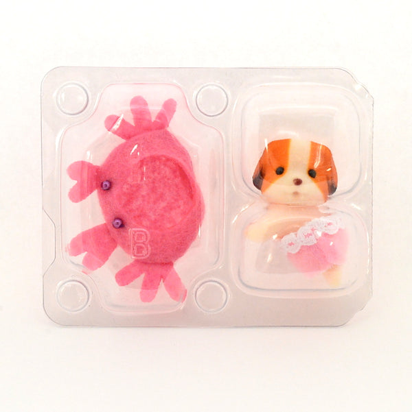 BABY AQUA PARADE SERIES BABY CHIFFON DOG WITH PINK CRAB HAT Sylvanian Families