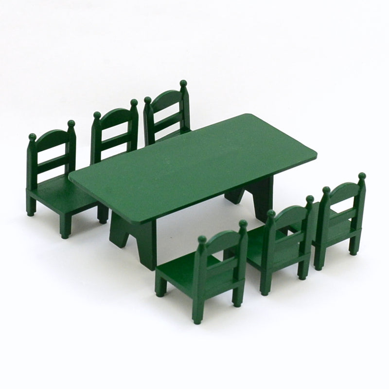 [Used] GREEN FAMILY TABLE & CHAIRS KA-27 Vintage Sylvanian Families