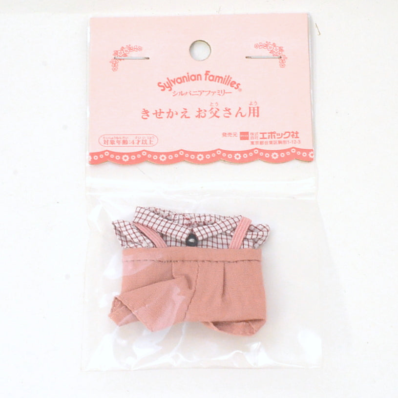 Red Shirt With Pink Overall For Father Sylvanian Families Calico Critters