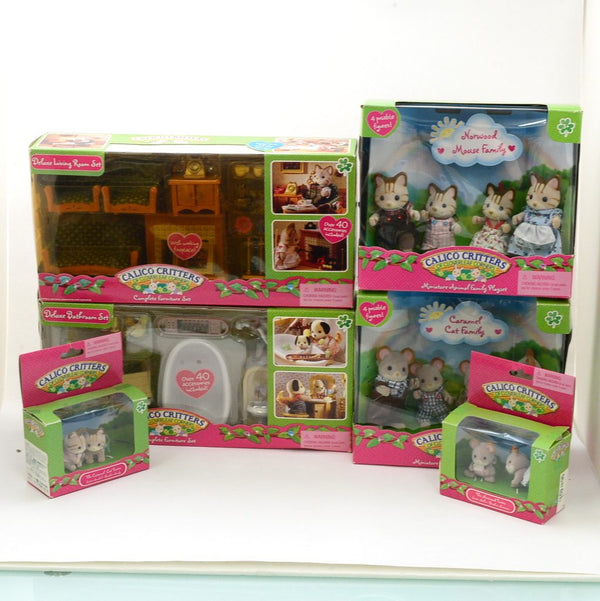 [Used] ROOM SET MOUSE CAT FAMILY BABY GIFT BOX Japan Sylvanian Families