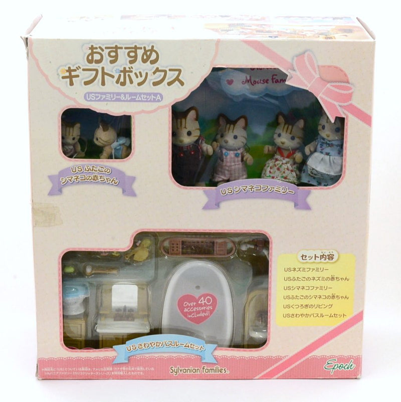 Used] ROOM SET MOUSE CAT FAMILY BABY GIFT BOX Japan Sylvanian Families  Calico Critters