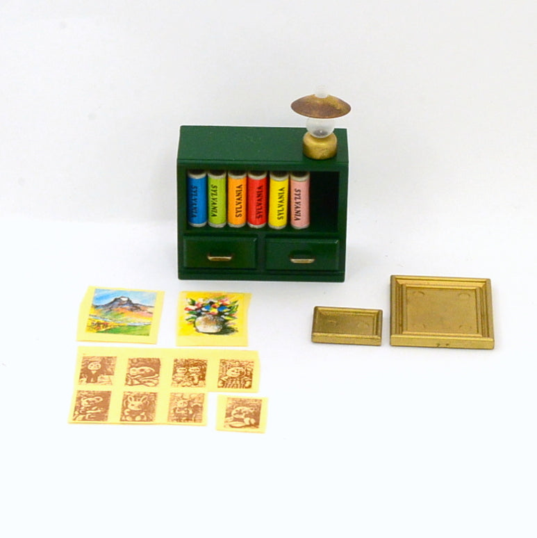 [Used] GREEN BOOKSHELF SET KA-05 Japan Sylvanian Families