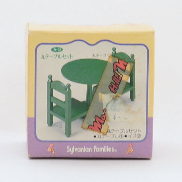 [Used] GREEN ROUND TABLE SET KA-02 Retired Epoch Japan Sylvanian Families