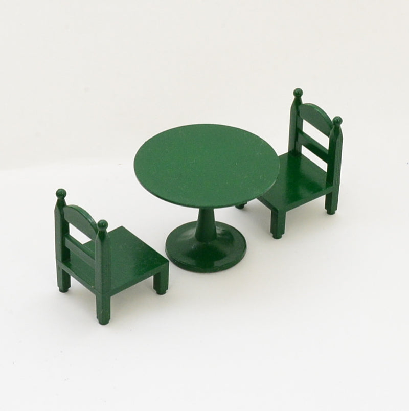 [Used] GREEN ROUND TABLE SET KA-02 Retired Epoch Japan Sylvanian Families