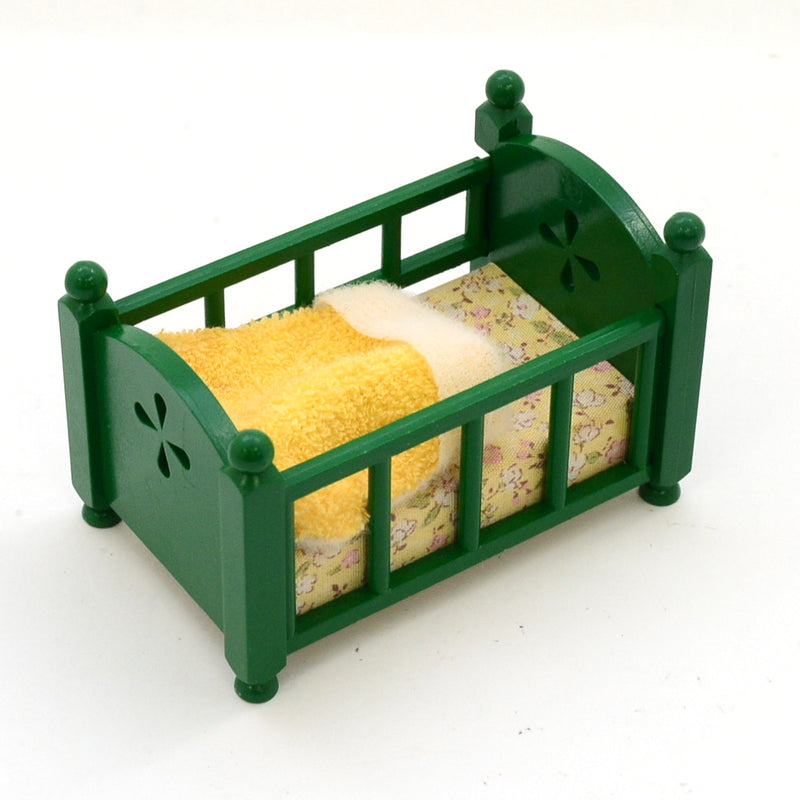 [Used] GREEN BABY BED KA-26 Vintage  Sylvanian Families