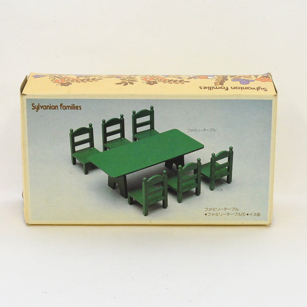 [Used] GREEN FAMILY TABLE & CHAIRS KA-27 Vintage Sylvanian Families