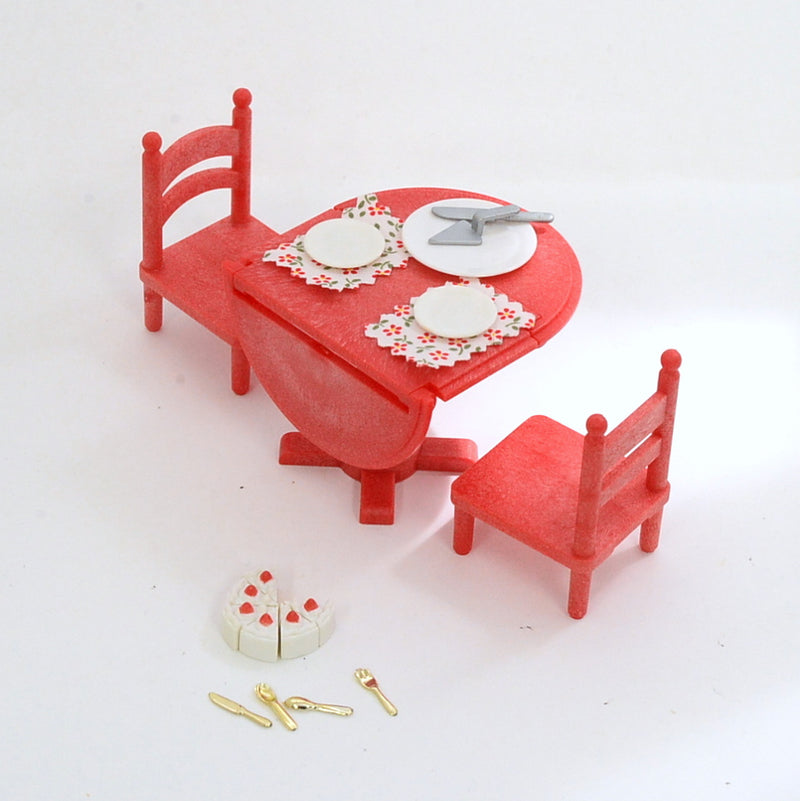 [Used] RED FOLDING TABLE SET KA-64 Japan Sylvanian Families