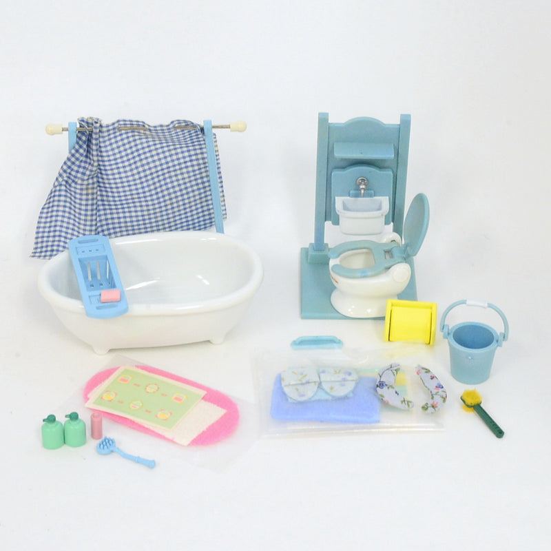 [Used] BLUE BATHROOM SET Epoch Japan Sylvanian Families