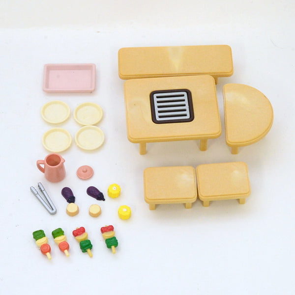[Used] BARBECUE SET P-02 Calico Clitters 2003 Epoch Japan Sylvanian Families