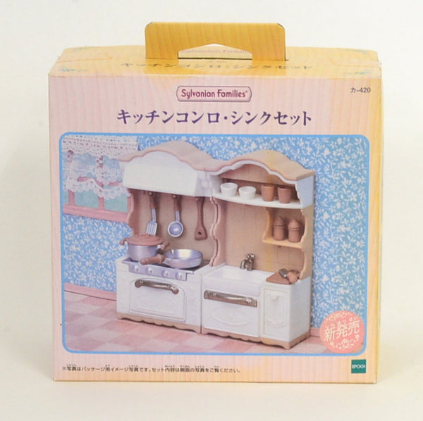 [Used] KITCHEN STOVE AND SINK SET Epoch Japan KA-420 Sylvanian Families