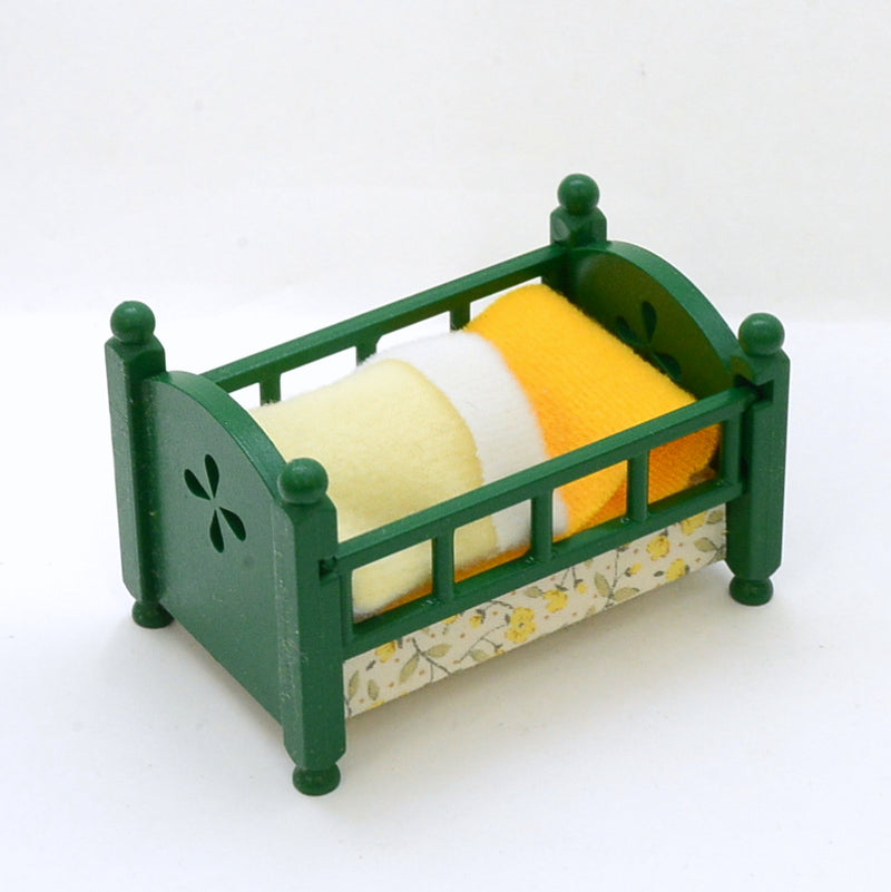 [Used] GREEN BABY BED KA-26 Vintage  Sylvanian Families