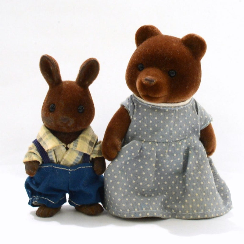 [Used] BROWN BEAR MOTHER BROWN RABBIT Epoch Japan Sylvanian Families